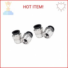 4 Pack Push to Connect Air Fittings Pneumatic Male Straight 1/2 Inch Tube OD x 1