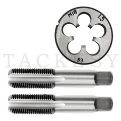 1 Set HSS M18x1.5mm Taper&Plug Tap&18×1.5mm Hexagon Die Metric Thread Right Hand