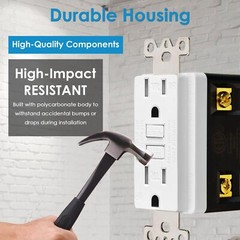 15AMP GFCI Outlet Receptacle Tamper Resistant – ETL Listed, White GFI TR WR GFCI