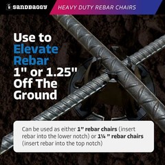 Sandbaggy Plastic Rebar Chair – Elevates Rebar 1″ or 1.25″ – Rebar #3 to #5