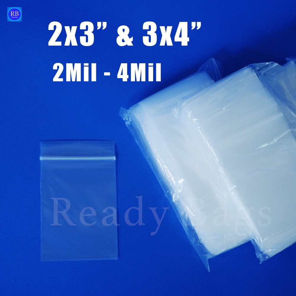 Clear Small 2×3″ 3×4″ Zip Lock Bags 2Mil Reclosable 4Mil Zipper Jewelry Baggies
