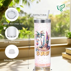 20 Oz 8 Pack Double Wall Pre Drilled Sublimation Storyboard Snow Globe Tumble…