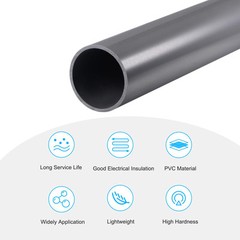 PVC Rigid Round Pipe 45.2mm ID 50mm OD 0.35m Light Grey High Impact