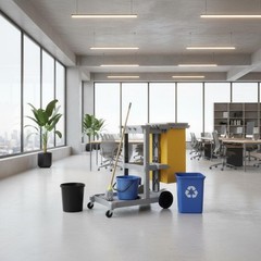 Hotel Linen Cart Easy to Maneuver Multifunctional Janitorial Cart for Janitors