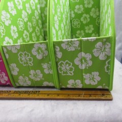 Set of 4 Neatnix Cloth XL Collapsible Magazine Holder Flower Pink Green Dorm