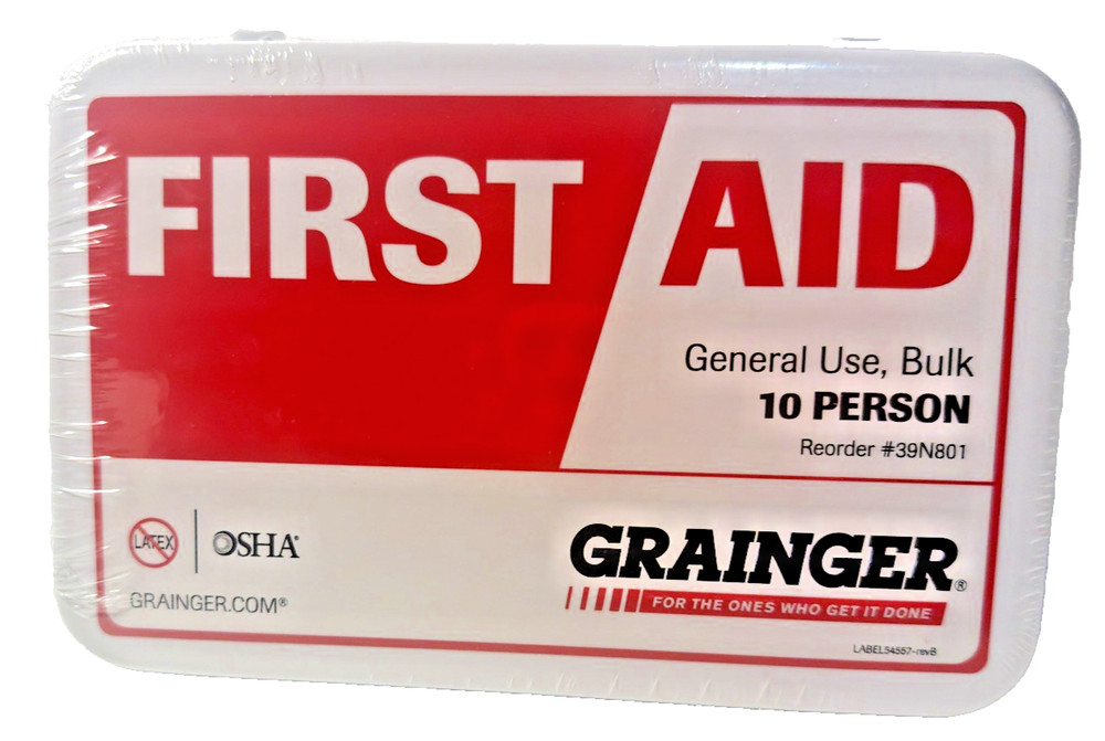 Grainger 10 Person First Aid Kit 54557 OSHA Emergency Safety Case Brand New READ
