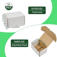 7x5x4 Inches Shipping Boxes Set of 25, White Corrugated Cardboard Box Literat…