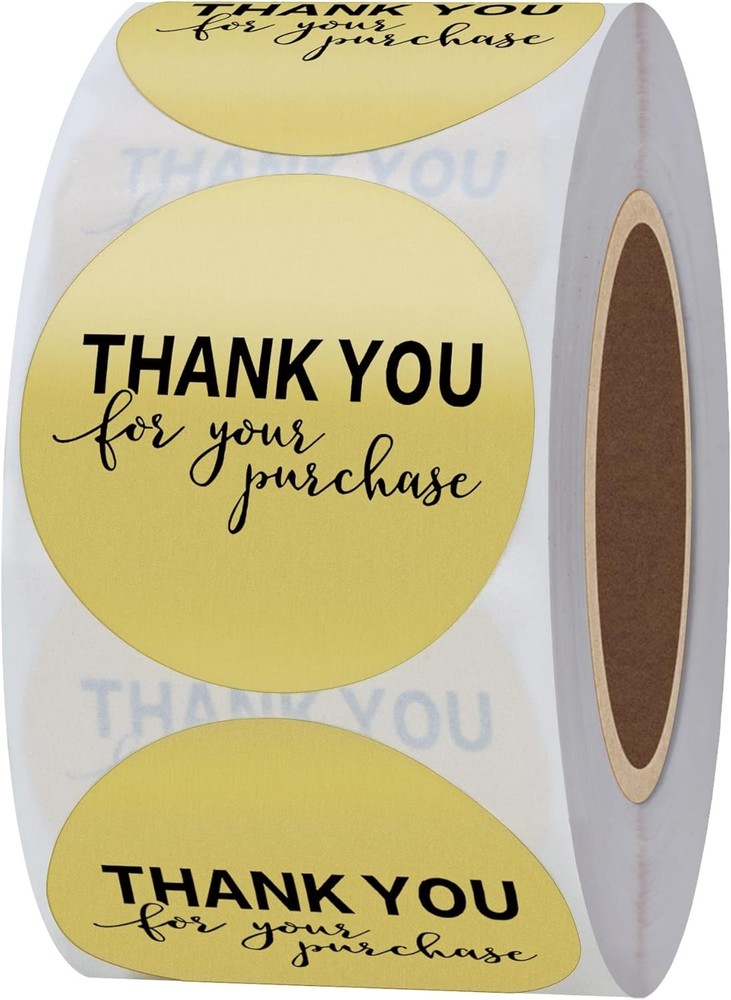 Hybsk Gold Foil Thank You for Your Purchase Stickers 1.5″ Round small,