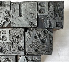 Vtg Type Set Print Block Letter Nautical Illustrated People Dining Cooking Scene