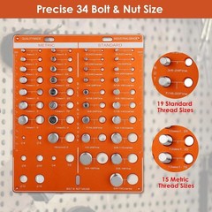 Nut and Bolt Thread Checker, Standard & Metric 42 Hole, Screw Size Tester as