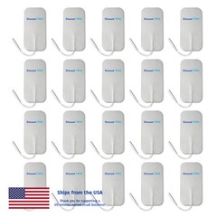 TENS 2″x4″ Premium Wired Electrode Pads, 20 Pads (10 Pair)