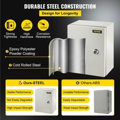 Dual Sealing Strip 10x8x6” Steel Enclosure IP66 NEMA 4X Junction Box
