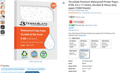 TerraSlate (1000 Sheets) Premium Weatherproof Printer Paper 8.5 x 11 In Letter