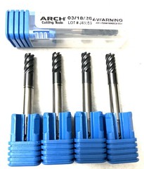 ARCH 1/4″ 5FL Corner Radius End Mill .040R Double End Solid Carbide AlTiN NEW