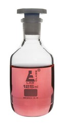 Eisco 125mL (4.2oz) Glass Reagent Bottle with Acid Proof Polypropylene Stopper