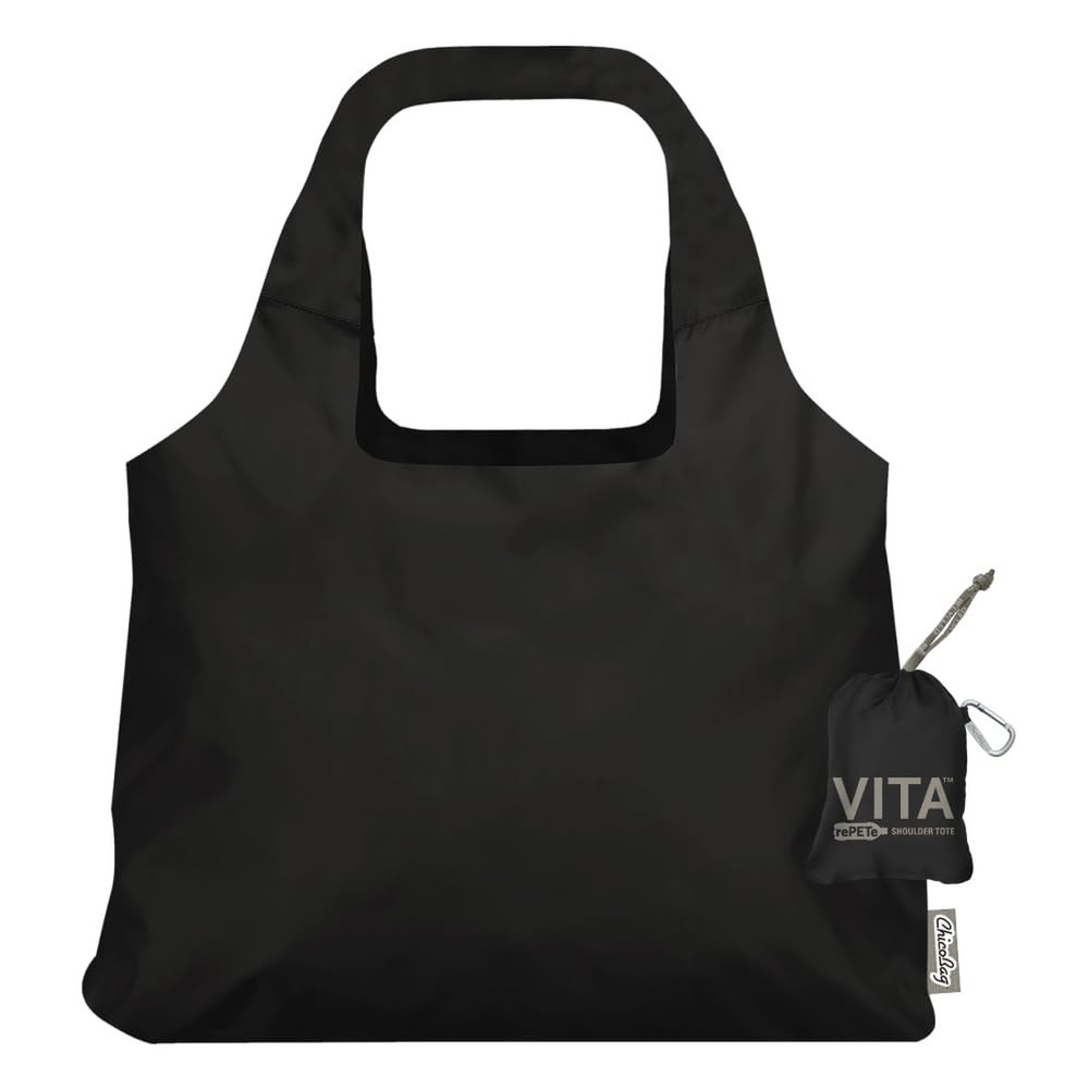 ChicoBag Vita rePETe + Refine | Eco-friendly Reusable Shoulder Tote Obsidian