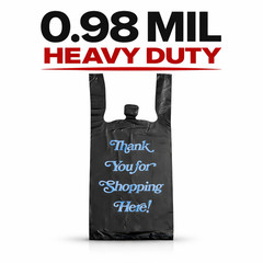 Black Thank You Liquor Bottle Bags 8x20x4 Heavy Duty 0.98 Mil (50-1000)