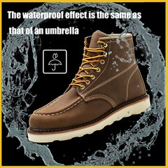 Work Boot Men’s 6″ Soft Toe Wedge Boots for Construction Lightweight leather