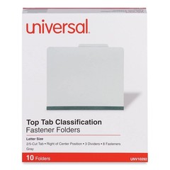 Universal 10292 Pressboard Classification Folder Letter Eight-Section Gray Of