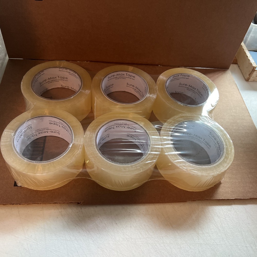 6 Rolls Carton Sealing Clear Packing Tape Box Shipping- 1.8 mil 2″ x 110 Yards