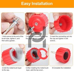 Copper Pipe Cleaner Set for Drill 1/2″ 3/4″ 1″ Bore Brush Kit Plumbing HVAC Tool