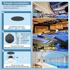 8 Inch LED Commercial Downlight,36W Recessed Ceiling Light Power &CCT Adjustable