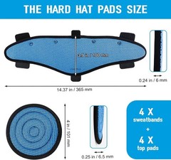 4pcs HardHat Top Pads & Sweatbands for Safety Helmet Washable/Reusable
