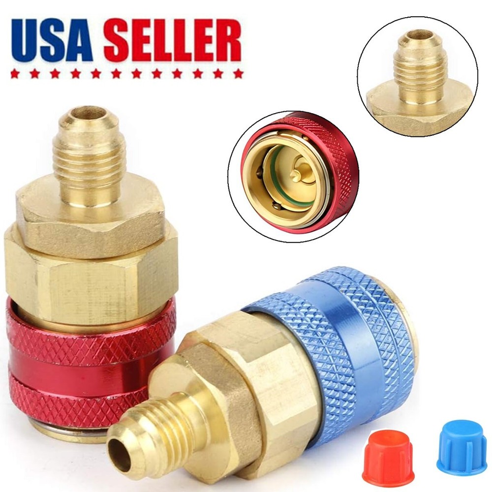 A/C R134a Quick Coupler Adapter Car High & Low Side HVAC SAE Male Flare Fitting