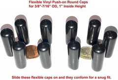 Vinyl Black Flexible Tubing End Screw Thread Protector Safety Cover Post Pipe