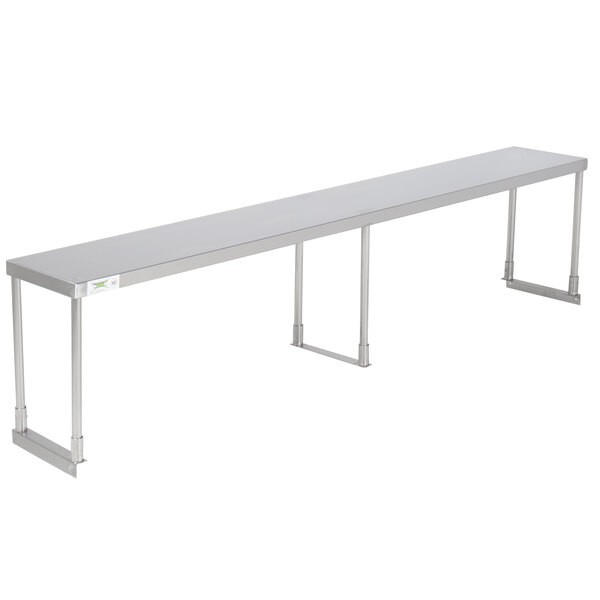 12″W x 84″D x 19″H Stainless Steel Single Deck Overshelf For Work Prep Tables