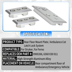 3PCS Floor Mount Plates for Stryker Ferno Ambulance Stretcher Fastening System