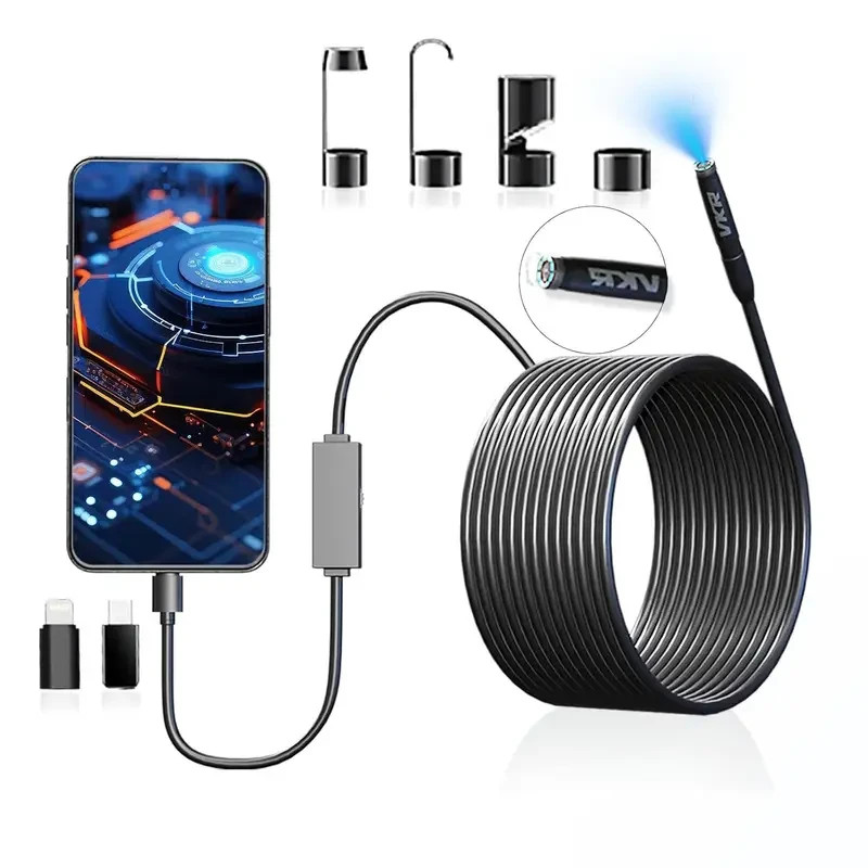 Endoscope Camera with Light, 1920P HD Borescope Camera with 8 LED Lights 16.4ft
