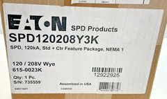 EATON SPD120208Y3K 120/208V WYE 120kA NEMA 1 SURGE PROTECTION DEVICE – NEW TVSS