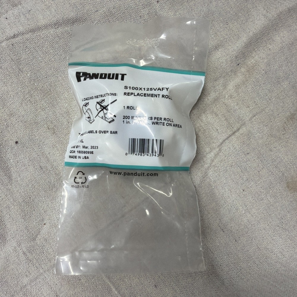 Panduit S100X125VAFY Vinyl Self-Laminated Wire & Cable Label 200/Roll White