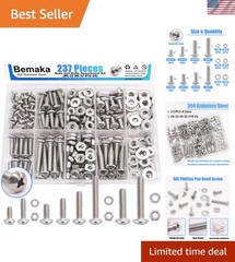 Assorted 304 Stainless Steel Bolts, Nuts & Washers Kit – 8 Screw Sizes Included