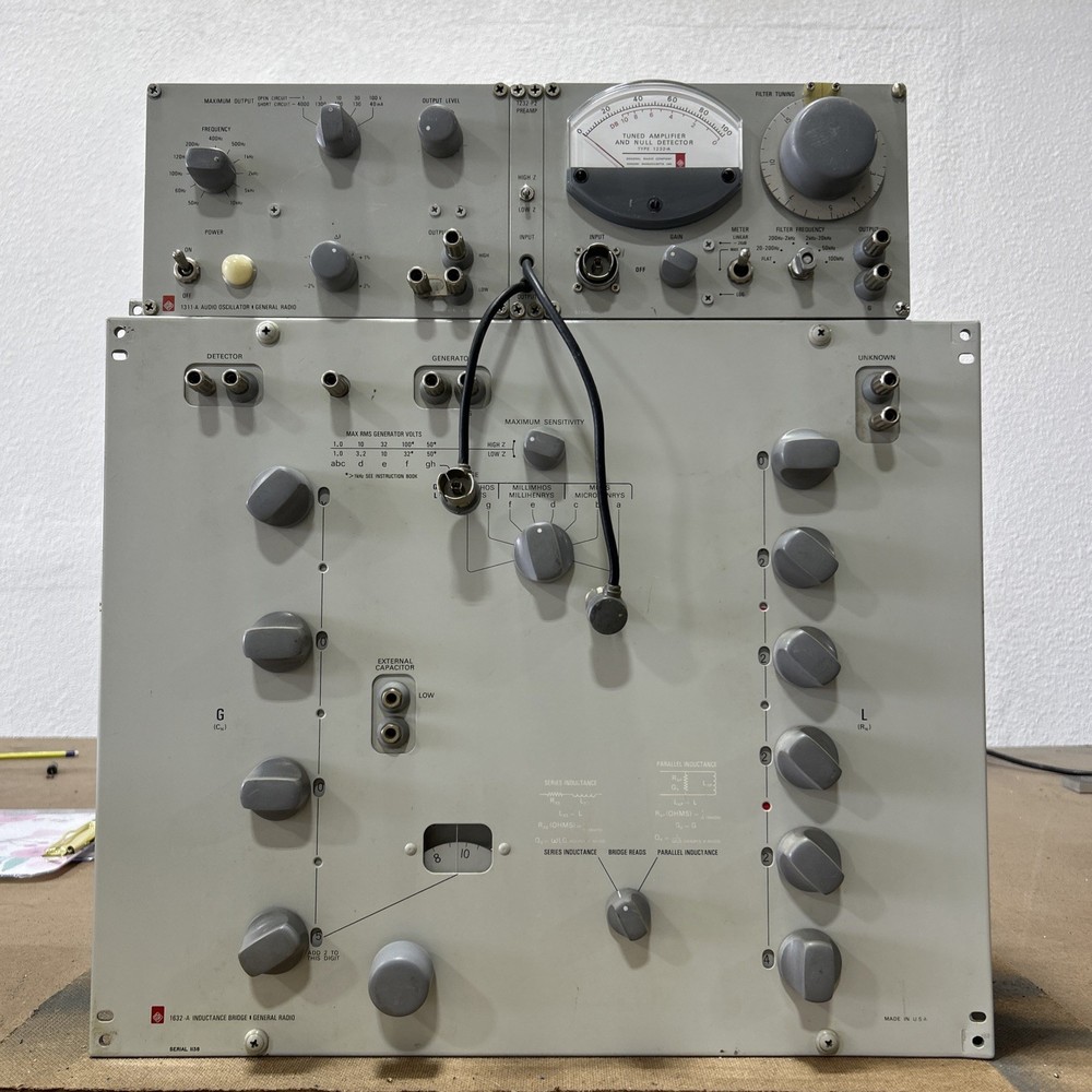 GenRad 1632-A Inductance Bridge + 1311-A Audio Oscillator + 1232-A Null Det.