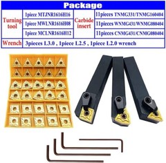 33PCS Indexable Carbide Lathe Turning Tool Insert Holder MTJNR + MWLNR + MCLNR