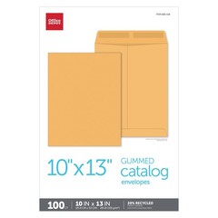 Large Format Open-End Kraft Envelopes, 10in. x 13in., Brown, Pack Of 100, 77681
