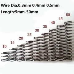 30 Pcs Small Springs Compression Spring Steel Wire Dia.0.3mm-0.5mm OD 2mm-10mm