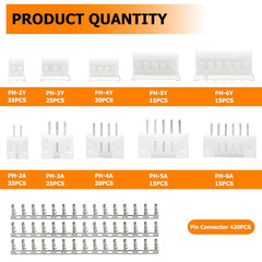 640PCS JST PH 2.0Mm Connector Kit Ph2.0Mm Adapter Cable Terminal Connectors Set