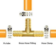 Brass 1/4″ Barb Tee Fittings T-Shaped 3 Ways Union 1/4″ Hose Pipe Fitting for…