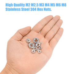 DYWISHKEY 310 Pieces Metric 304 Stainless Steel Hex Nuts Assortment Kit for Scre