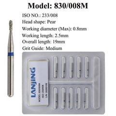 Dental Diamond Bur Pear 830 Long Pear 830L Coarse Medium FG 330 Burs High Speed