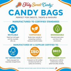 Candy Stripe Paper Bags Party Sweet Treat Buffet Gift Shop Coloured 5″x7″ Polka
