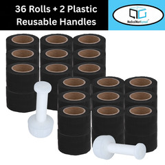 Cast Narrow Banding Stretch Wrap 3″x1000′ 80 Gauge Black Shrink Film 36 Rolls