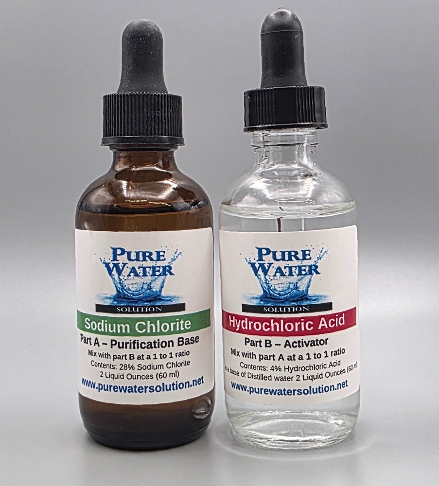 CDS-Water Purification Drops -TWO-2oz glass bottles-total activated is 4 ounces