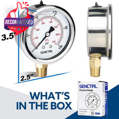 100 PSI Liquid Filled Pressure Gauge Glycerin Low Pressure Meter 0-100 Psi –
