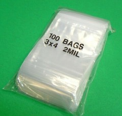 1000 3×4 Clear 2mil Bags Reclosable 3×4″ Squeeze Slide Single Track Locking Bags