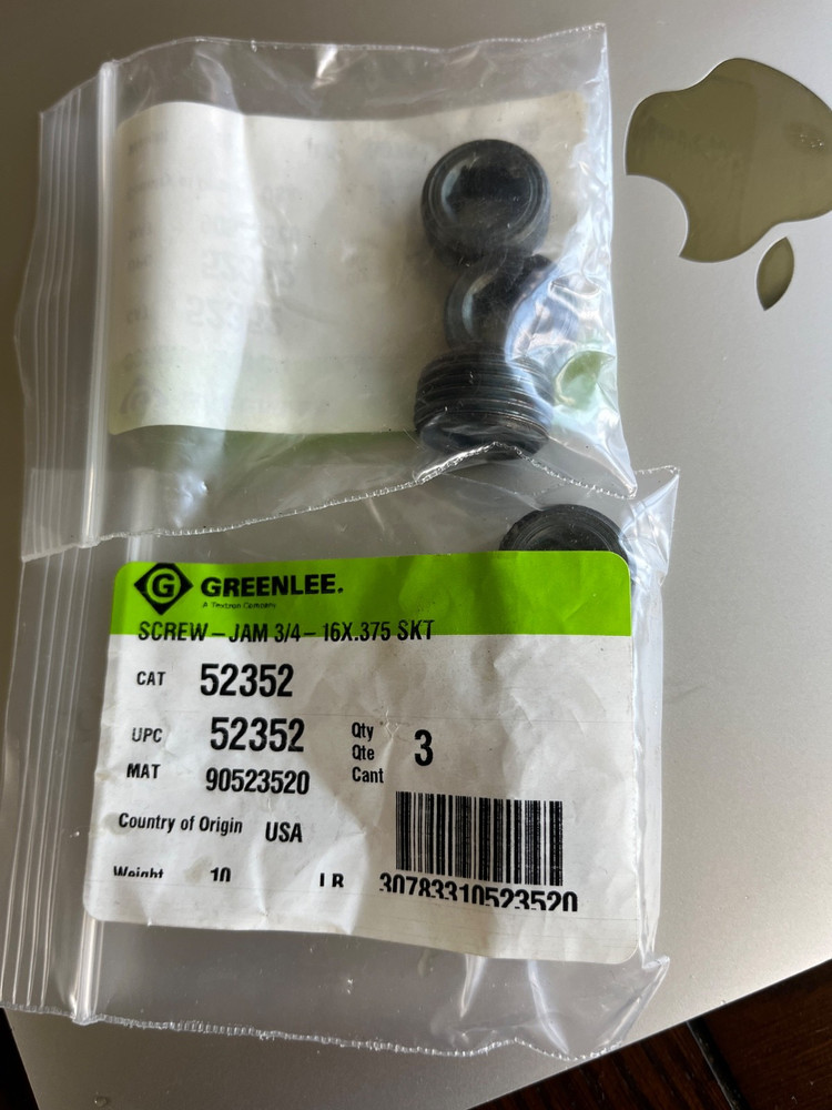 3 Greenlee 52352 Set Screws for 629, 504,624,624S,624L