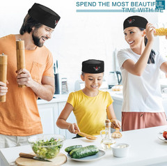 6 Pieces Black Chef Hats for Men Women Adjustable Kitchen Cooking Chef Skull Cap